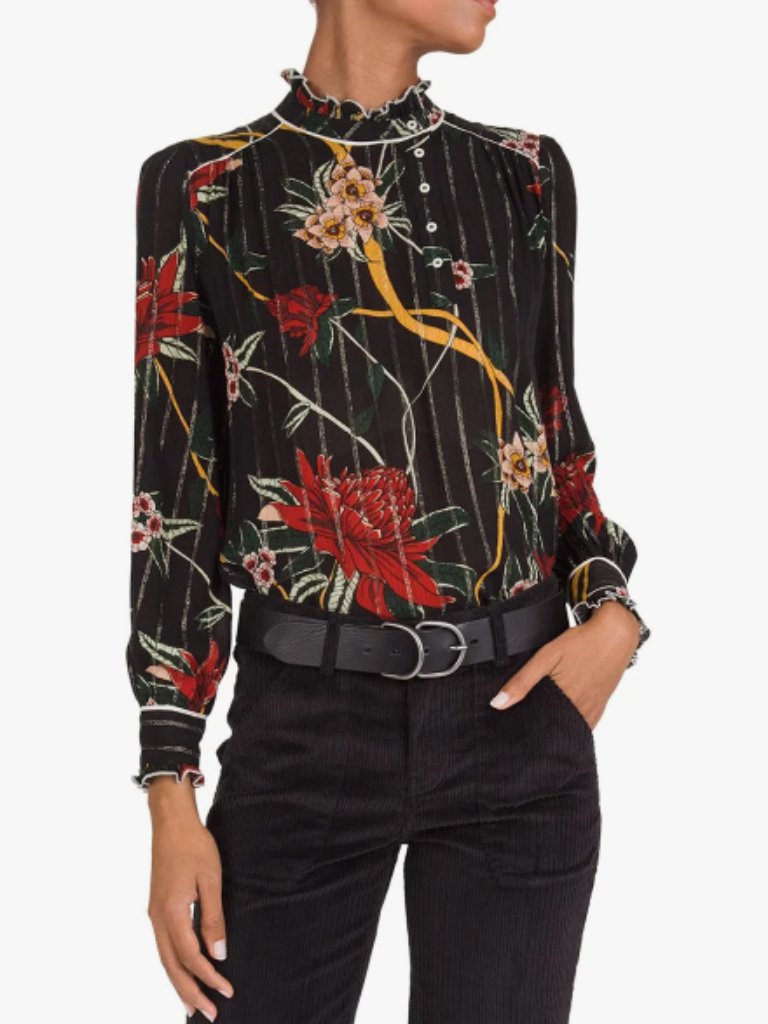 Ba&Sh Paulin Black Metallic Top Blouse Women's 2 = Us Medium